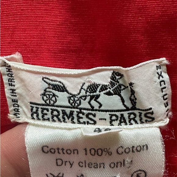 HERMES Red 100% Cotton Wrap Skirt with Pockets Size 42EU 10US - Picture 2 of 6